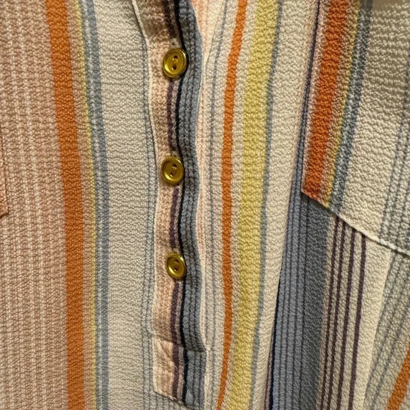 Urban Girl Striped Belted Dress Tie Waist Half Button Down V-Neck Collar Size XL - Picture 4 of 8